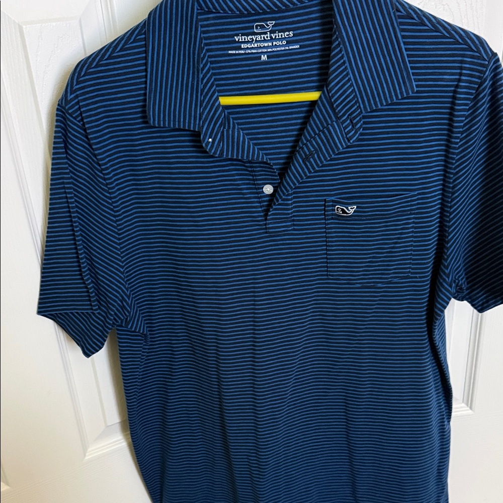 Vineyard Vines Navy and Light Blue Striped Polo